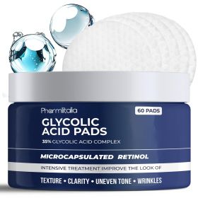 Glycolic Acid Pads 35% Anti Aging Treatment for Clearer Smoother Skin Glycolic Acid Peel Pads For Dark Spots Acne and Wrinkles Infused with Hyalu