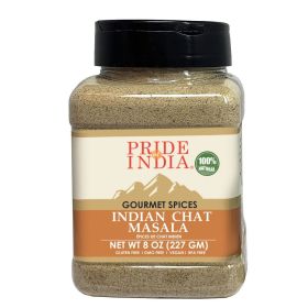 Pride of India | Indian Chat Masala Seasoning Spice 8 oz (226.79 gm) Medium Dual Sifter Jar | Ideal for Savory Dishes | Perfect Seasoning for Dri