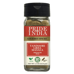 Pride of India | Tandoori Grill Masala1.5 oz (42.52 gm) | Blend of Exotic & Gourmet Spices | Tangy, Spicy, Smoky Flavor | Perfect for Chicken